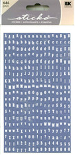 ALPHABET White Letters Navy Upper Lower Case Numbers Punctuation Sticko Stickers