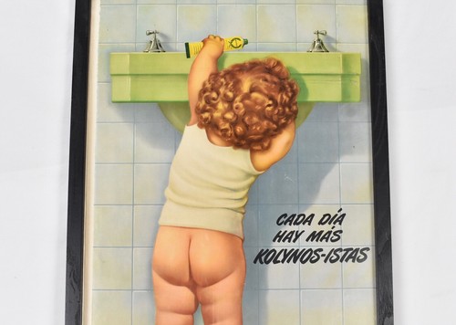 Vintage Kolynos Crema Dental Cientifica Frame Color Print Toddler Brushing Teeth - Picture 5 of 9
