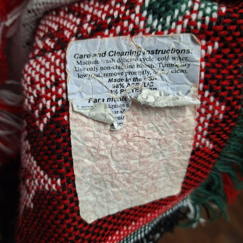 Manta de Navidad Papá Noel Raggedy Ann Muñeca Oso Rojo Verde Flecos Tapiz - Imagen 5 de 6