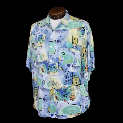 Vintage 80s Guess By Georges Marciano Rayon Abstract Print Oversized Shirt - Picture 3 of 6