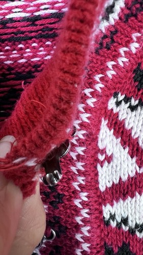 VTG Nordic Sweater LIZSPORT Womens Sz L Fair Isle Red Clasps Holidays Travel - Picture 11 of 11