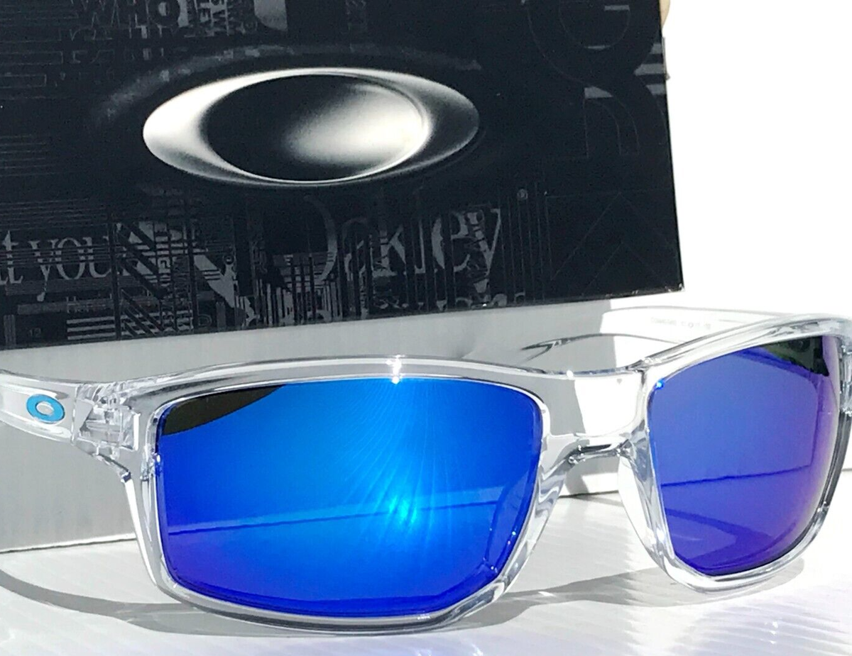 NEW Oakley GIBSTON Polished Clear POLARIZED Galaxy Blue Lens NEW Oakley GIBSTON Polished Clear POLARIZED Galaxy Blue Lens