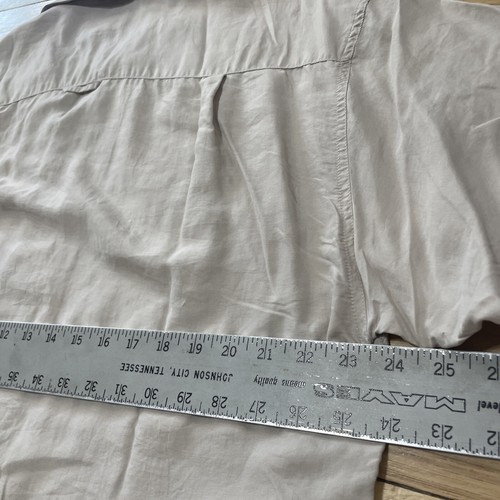 Poeta Moda Italian Silk Shirt Men L Tan Relaxed Loop Button Up Preppy Western L - Picture 7 of 17