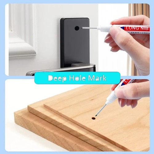White Long Head Markers Pen 2cmWoodworking Deep Hole Marker Pens Metal Carpenter - Picture 6 of 70