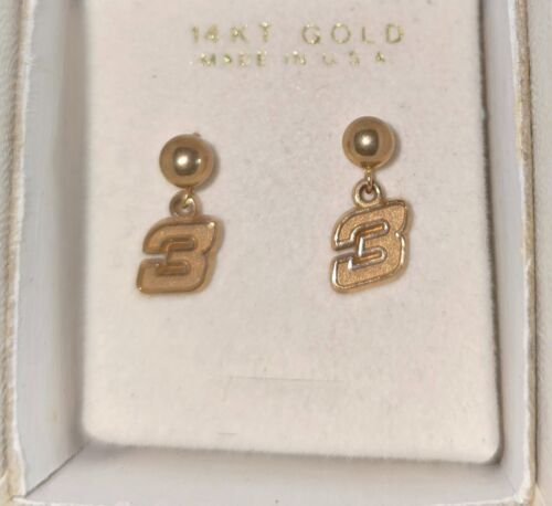 14k Gelbgold/#3/ Dale Earnhardt/ Nascar/ Ohrringe/1/4"