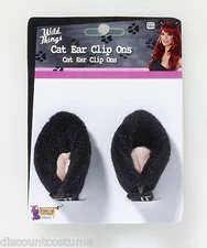 FORUM BLACK CAT ANIMAL EAR CLIP ONS SET OF 2 HALLOWEEN COSTUME ACCESSORY 70219