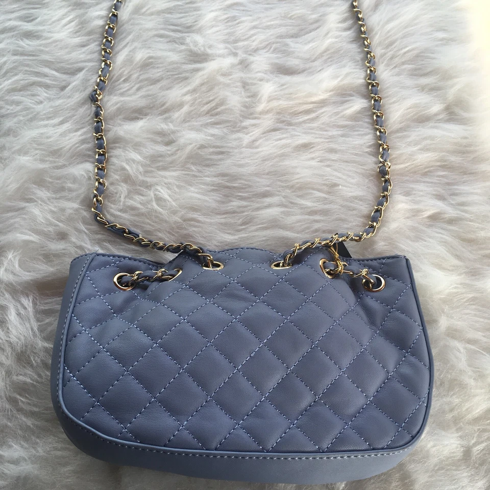 bebe Chelsea Crossbody Handbag Hobo Quilted Chain Pouch Purse Cloud Blue RGT 🌹 - Image 4 of 4