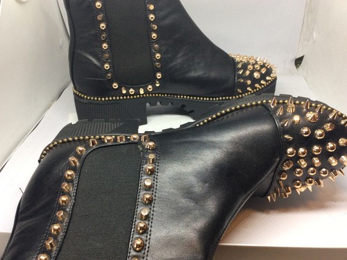 Cape Robbin Gold Spiky Pull-on Platform Boots Black Sz 9-9.5 - Picture 3 of 3