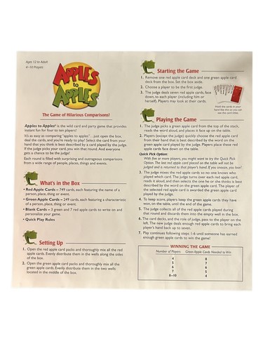 Mattel 2007 Apples to Apples Game Party You Judge the Funniest - Picture 2 of 5