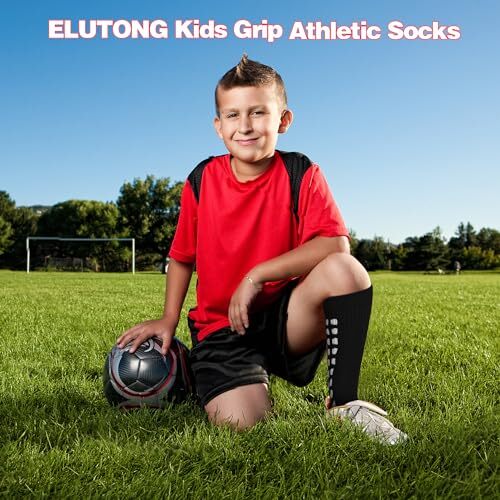 Kids Grip Soccer Socks Anti Slip Football Athletic Sports Crew Socks - Picture 5 of 8