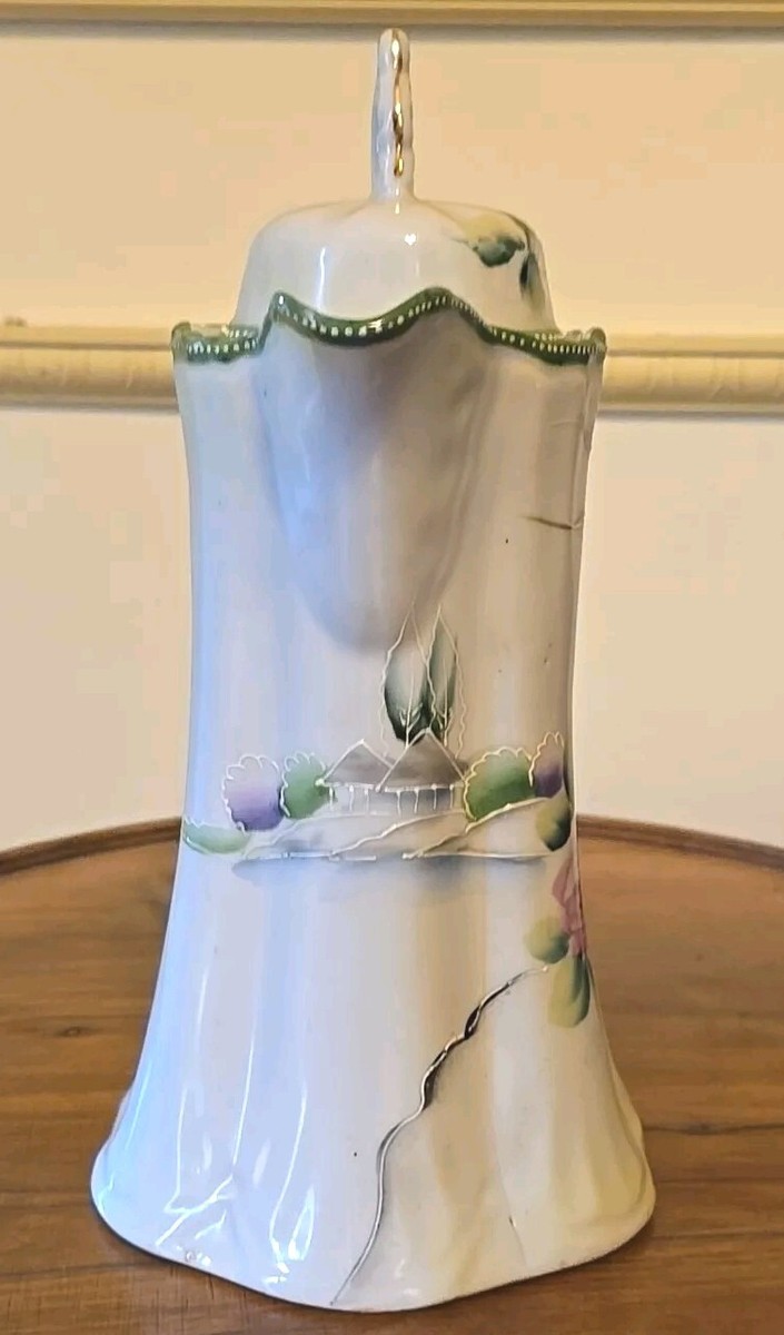 ヴィンテージオリエンタルデコ Antique Chocolate Pot Set For 5, Hand Painted W/ Enamel