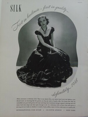 1938 International silk Guild women's evening gown dress vintage fashion ad  | eBay