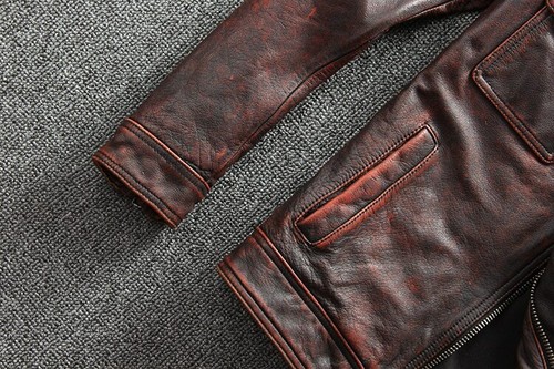 Mens Brown Real Genuine Leather Biker Cafe Racer vintage Distress Leather Jacket - Picture 7 of 8