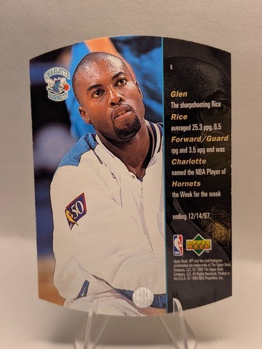 1997-98 Upper Deck SPX Gold Glen Rice #5 Charlotte Hornets Die-Cut - Picture 2 of 2
