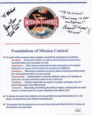 JAMES LOVELL+GENE KRANZ SIGNED 8x10 NASA MISSION CONTROL     JSA      TO MICHAEL