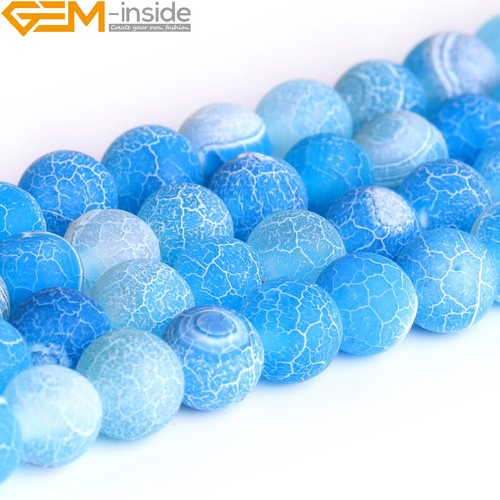 Natural Assorted Frosted Matte Gemstone Round Loose Beeds Jewelry Making 15" DIY - Picture 374 of 408