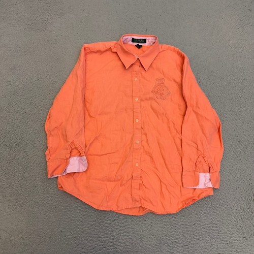 Lauren Ralph Lauren Hemd Damen Größe Large Petite Orange Langarm Knopfleiste