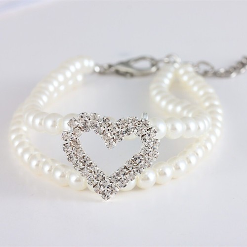 Allacki Künstliche Perle Prinzessin Haustier Halsband Halskette für kleine mittlere Hunde - Bild 4 von 7