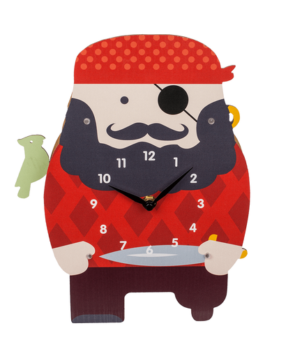 Holz-Wanduhr Wall Clock Kinderzimmer Uhr für Kinder, "Pirat", ca. 21 x 29 cm - Bild 3 von 5