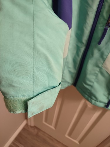 Girls Medium 7/8 Hooded Snow Coat Full Double Zip Blue Aqua Winter Ski Jacket - Picture 4 of 12