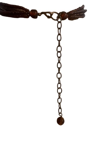 Vintage Multi-Strand Copper Beaded Necklace Glass Seed Beads Long Layered Boho - Picture 4 of 4