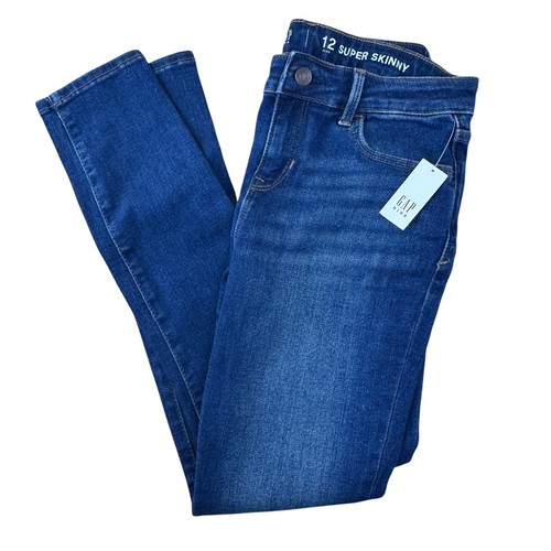 Gap Kinder Neu mit Etikett Größe 12+ Pluse Super Skinny Regular Denim Jeans verstellbarer Bund - Bild 1 von 15