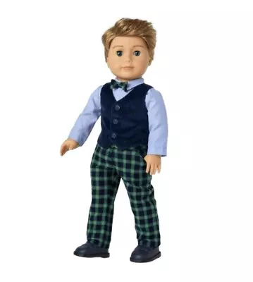 American Girl Janie & Jack Tartan Plaid Doll Outfit 18 in Party Boy Bow Vest