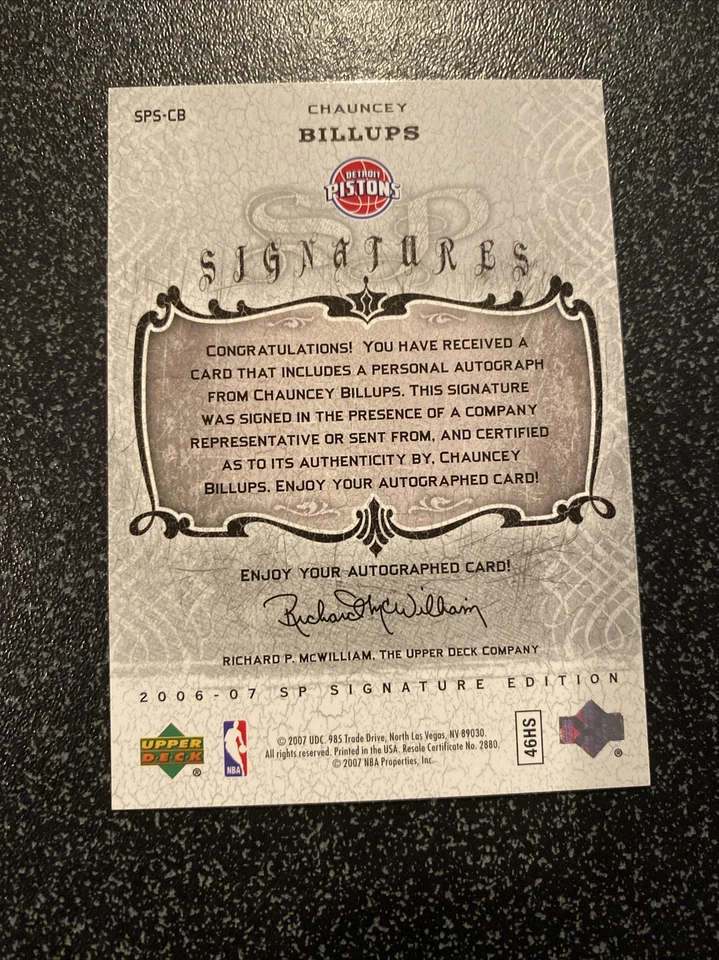 2006-07 SP Signature Edition Chauncey Billups Signatures Auto #SPS-CB Pistons - Image 2 of 2
