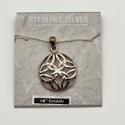 Celtic Trinity Knot Pendant Necklace - Sterling Silver - Irish Love NOS w box - Picture 2 of 7