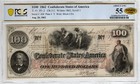 T-41 Pf-2 1862 $100 Confederate Paper Money - Pcgs-B About Unc 55 - Full Date
