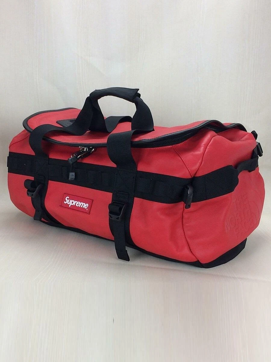 Supreme x THE NORTH FACE Leather Base Camp Duffle Bag Red 2017AW Used from Japan