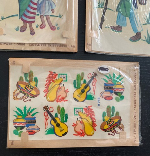 DURO DECALS (5) - CIRCA 40'S-50'S - HISPANIC THEME - STILL IN CLEAR WRAPPER. - Picture 7 of 7
