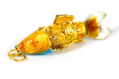 Vintage Articulating Koi Fish Enamel Painted Pendant Charm