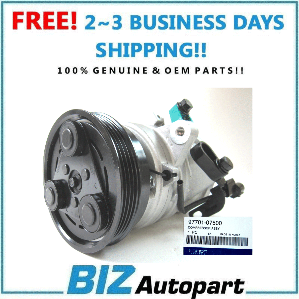 OEM A/C COMPRESSOR W/ CLUTCH FOR 07-11 KIA PICANTO HATCHBACK