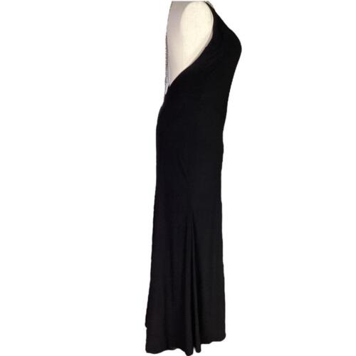 IEENA Mac Duggal Gown Dress Womens 12 Black Beaded Halter Jersey Maxi NEW - Picture 3 of 12