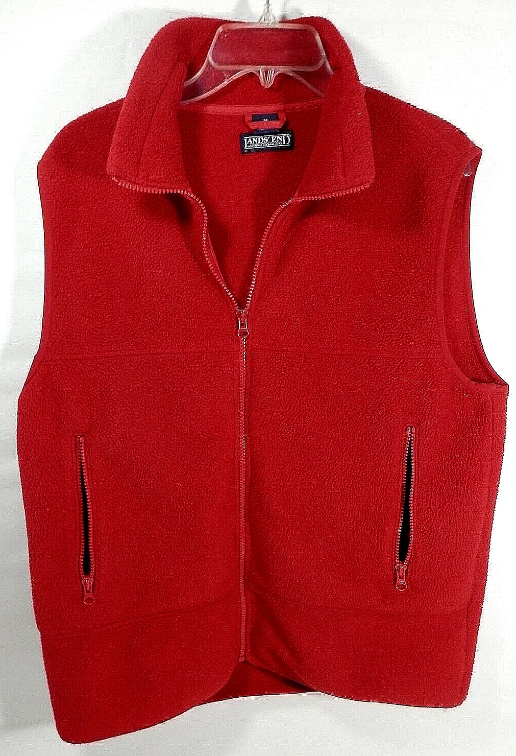 Lands' End Men's Full Zip Fleece Vest Red Size M
