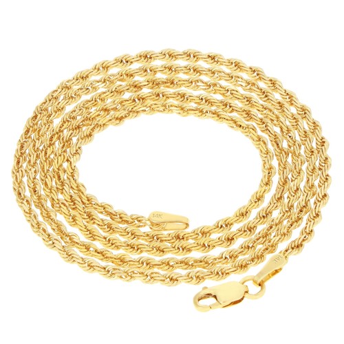 14K Yellow Gold 1.8mm Italian Diamond Cut Rope Chain Necklace Mens Women 16"-24" - Picture 5 of 72