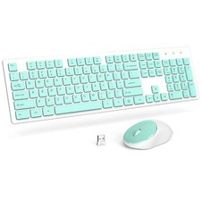 Wireless Keyboard and Mouse Silent 2.4GHz Cordless Full Size USB Mouse Combo ...