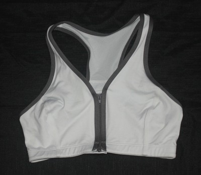white zip front sports bra