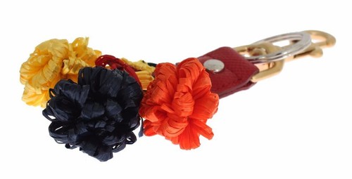 Dolce&Gabbana SICILY Unisex Multicolor Keyring Raffia Leather Clasp Finder Chain - Picture 3 of 4