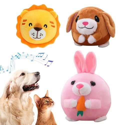Active Moving Pet Plush Toy Electronic Bouncing Ball Cartoon Animals Dog Toy