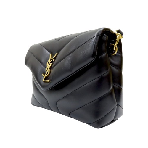 SAINT LAURENT Loulou Toy Crossbody Shoulder Bag Black Chevron Quilted Leather - Picture 3 of 17