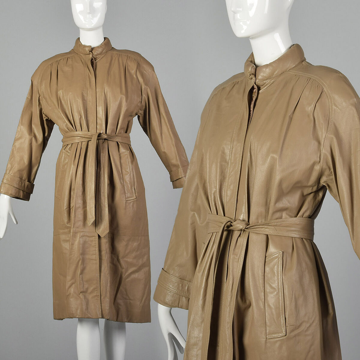 Medium Fendi 1980s Leather Trench Coat 80s VTG Designer Jacket Vintage Light Tan eBay