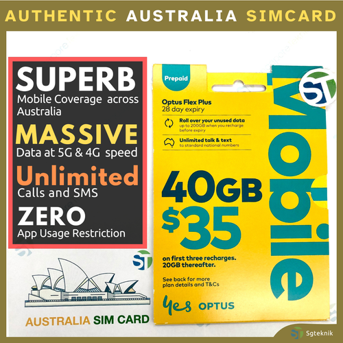 Australia Optus 5G 4G Prepaid $35 Starter SIM Card 40GB Data Call SMS Nano Micro - Picture 2 of 8