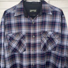 Orvis Men  s Flannel Shirt Blue Plaid Large Pockets EUC Button Up