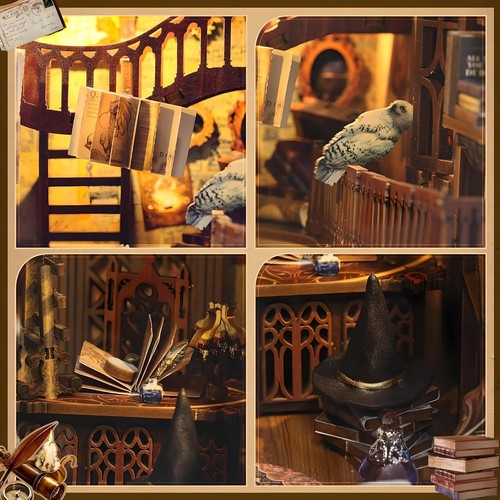 DIY Book Nook Kit Magic World Miniature Wizard Library with LED Light Home Decor - Picture 5 of 7