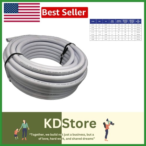 Flexible 1-Inch White PVC Hose - 100 FT for Easy Pool & Spa Installations