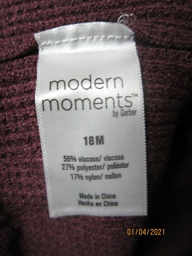 Gerber Modern Moments Baby Jungen 2-teilige Armeegrün/Auberginenhose Größe 18M - Bild 5 von 5