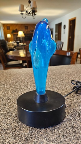 VTG 12" LumiSource Electra Blue Glass DOLPHIN PLASMA Lightning LAMP Light WORKS! - Picture 8 of 19