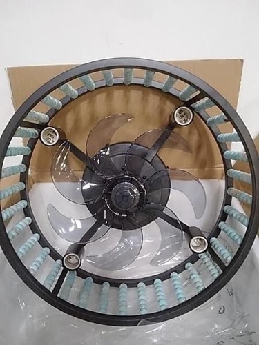 20" Black Ceiling Fan With Light and Remote Flush Mount Boho Caged Ceiling Fan